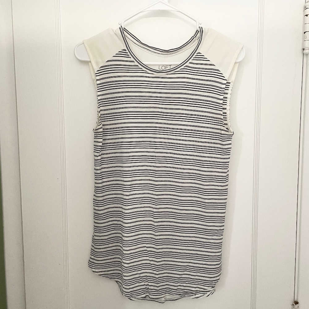 Sleeveless LOFT Black and White Striped Blouse